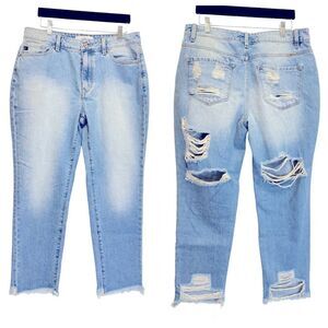 KanCan Distressed Light Wash High Waist Cropped Jeans Size 11/29